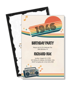 1940s retro birthday party invitation card design template