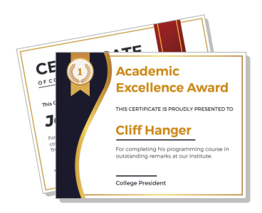 academic excellence award certificate programming course template