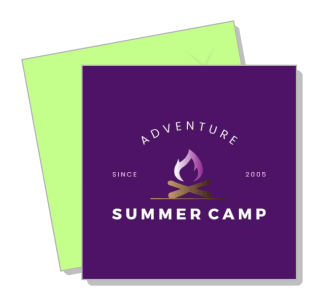 adventure summer camp logo purple background template