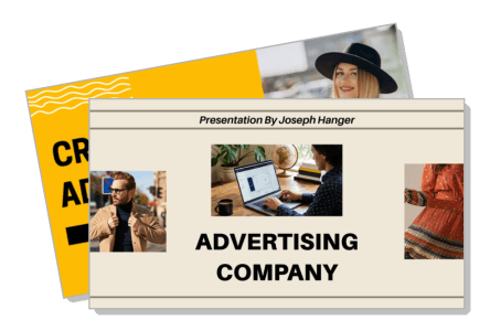 advertising company presentation slides with creative designs template