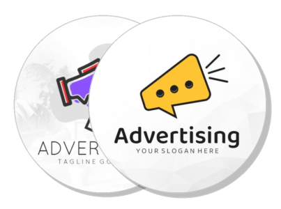 advertising logo design with megaphone icon and placeholder text template