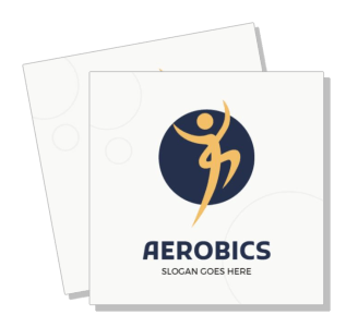 aerobics class logo design with dynamic figure and slogan template