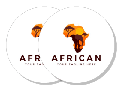 african continent logo design with elephant and baobab tree template