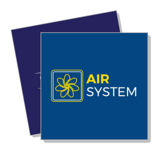 air system logo design on blue background with yellow icon template