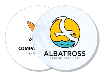 albatross logo design on round surface with tagline placeholder template