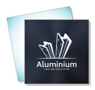 aluminium logo design with building icons and blank space template