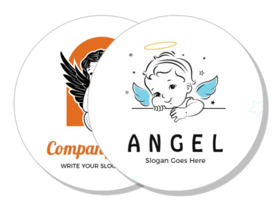 angel company logo design with cute baby wings and halo template