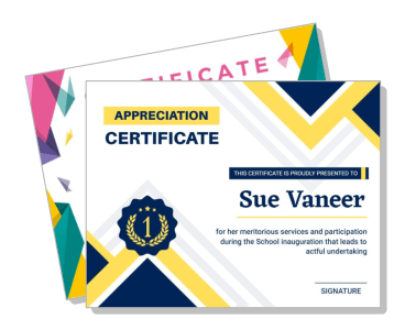 appreciation certificate design with geometric patterns template