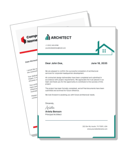architectural completion letter template icon