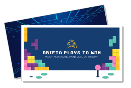 arieta plays to win gaming event video promo banner template