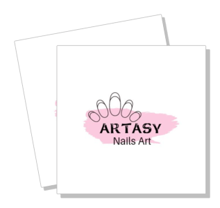artasy nails art logo design with pink brush stroke template