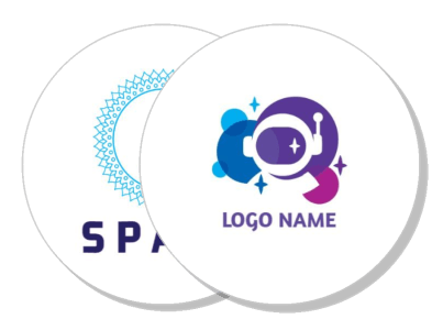 astronaut helmet logo design with geometric pattern background template