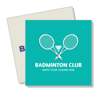 badminton club logo design template rackets shuttlecock sports theme