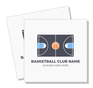 basketball club logo design with court and ball graphic template