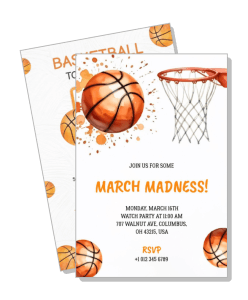 basketball march madness watch party invitation design template