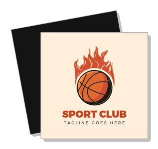 basketball sport club logo design with flaming ball icon template