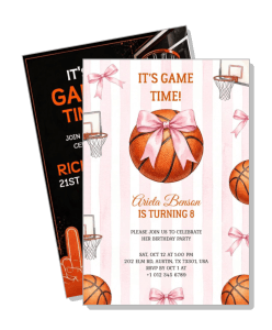 basketball themed birthday party invitation design template