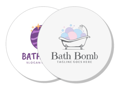 bath bomb logo designs with bubbles and bathtub graphics template