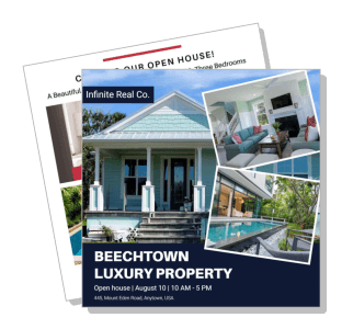 beech town open house flyer luxury property advertisement infinite real co design template