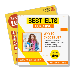 best ielts coaching admission poster highlighting features and contact details template