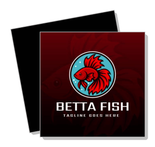 betta fish logo design red and blue aquarium illustration template
