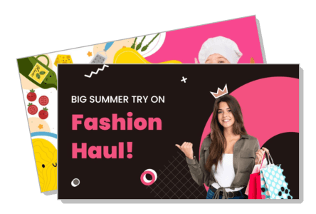 big summer fashion haul fun shopping theme with young woman and colorful background template