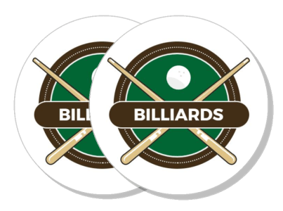 billiards logo design with crossed cues and ball template