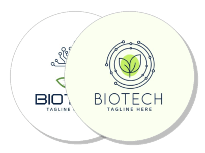 biotech company logo design with leaf and circuit elements template