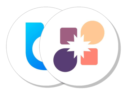 blue and multicolor digital logos on transparent background template