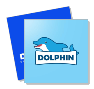 blue dolphin cartoon illustration logo design template