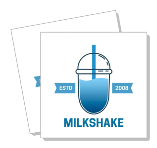 blue milkshake logo with straw and estd 2008 banner template