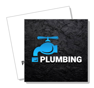 blue plumbing logo over black textured background template