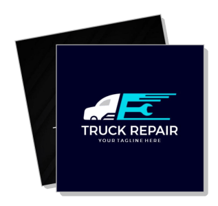 blue truck repair logo design black background template