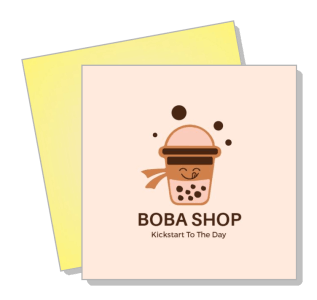 boba shop logo design with cute bubble tea character template