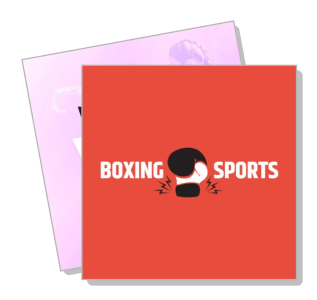 boxing sports logo design with glove icon on red background template