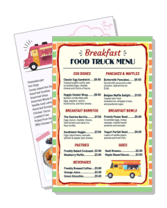 breakfast food truck menu design colorful template