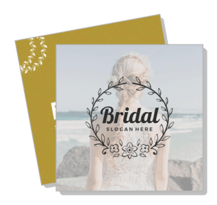 bridal wedding invitation design with floral border at beach background template