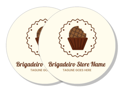 brigadeiro store logo design template with chocolate treat icon