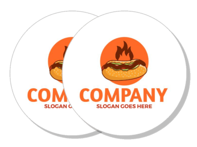 burger restaurant logo design template with company name and slogan