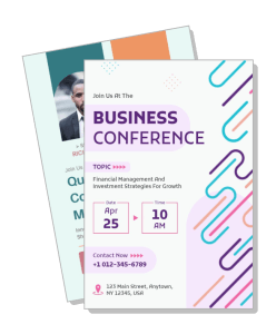 business conference flyer financial management investment strategies event details template