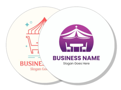 business logo design tent theme colorful template with slogan placeholder