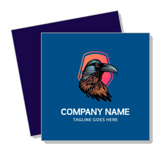 business logo design with raven illustration and bold text layout template