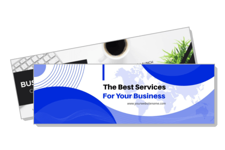 business service promotion banner with world map and coffee template