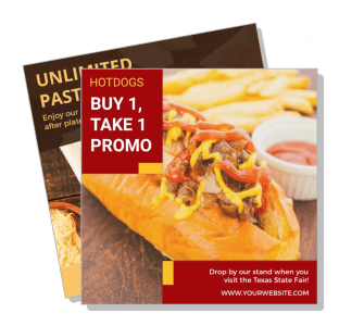 buy one take one hotdogs promo texas state fair template