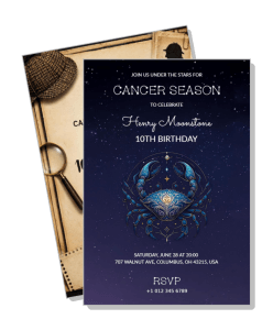 cancer season birthday invitation under the stars theme template