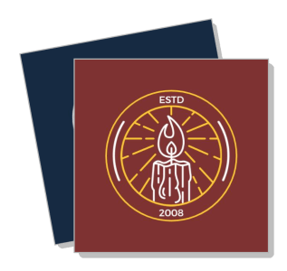 candle logo design emblem with estd 2008 text on maroon background template