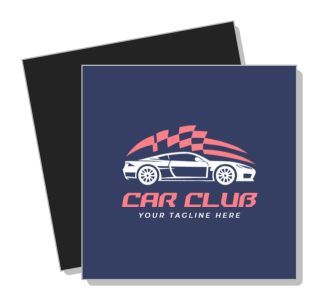 car club logo design with racing flag and tagline template