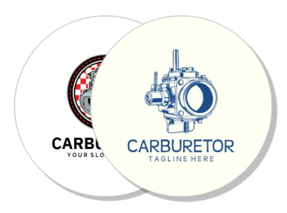 carburetor logo design with engineering theme and custom tagline template