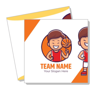 cartoon basketball player team slogan card design template