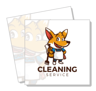cartoon fox mascot holding broom logo cleaning service design template